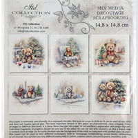 Winter teddy bears - rice paper set