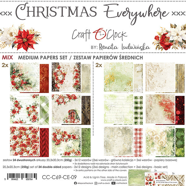 8" x 8" paper pad - Christmas Everywhere Backgrounds and Basic Mix Set