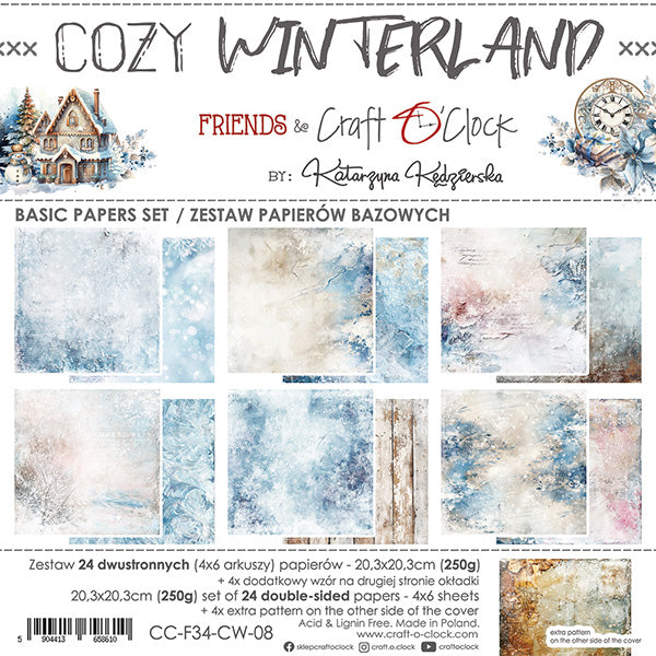 8" x 8" paper pad - Cozy Winterland Backgrounds