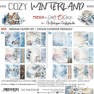 8" x 8" paper pad - Cozy Winterland Backgrounds and Basic Mix Set