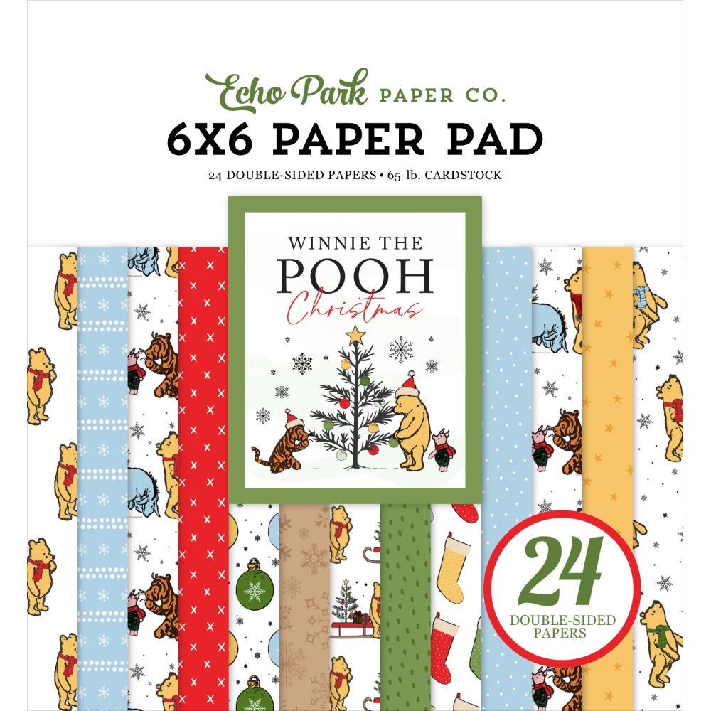 6" x 6" paper pad - Winnie The Pooh Christmas