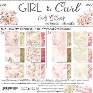 8" x 8" paper pad - Girl & Curl Backgrounds and Basic Mix Set