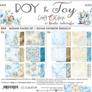 8" x 8" paper pad - Boy & Toy Backgrounds and Basic Mix Set