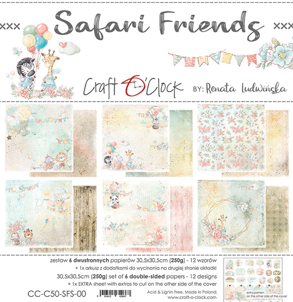 12" x 12" paper pad - Safari Friends