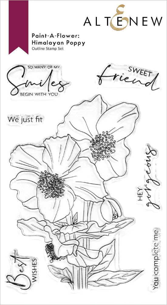 Altenew Paint A Flower Himalayan Poppy Outline Clear Stamp Set