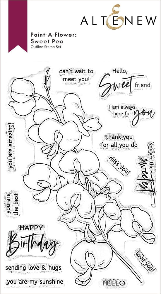 Altenew Paint A Flower Sweet Pea Outline Clear Stamp Set