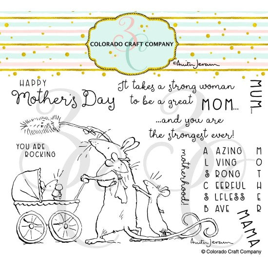 Colorado Craft Company Anita Jeram Amazing Mom Clear Stamp Set