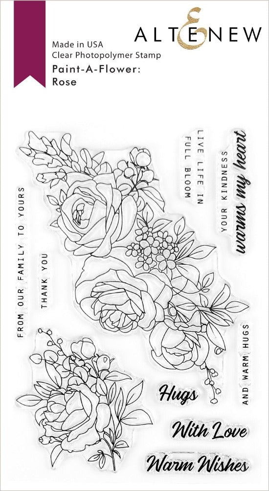 Altenew Paint A Flower Rose Outline Clear Stamp Set